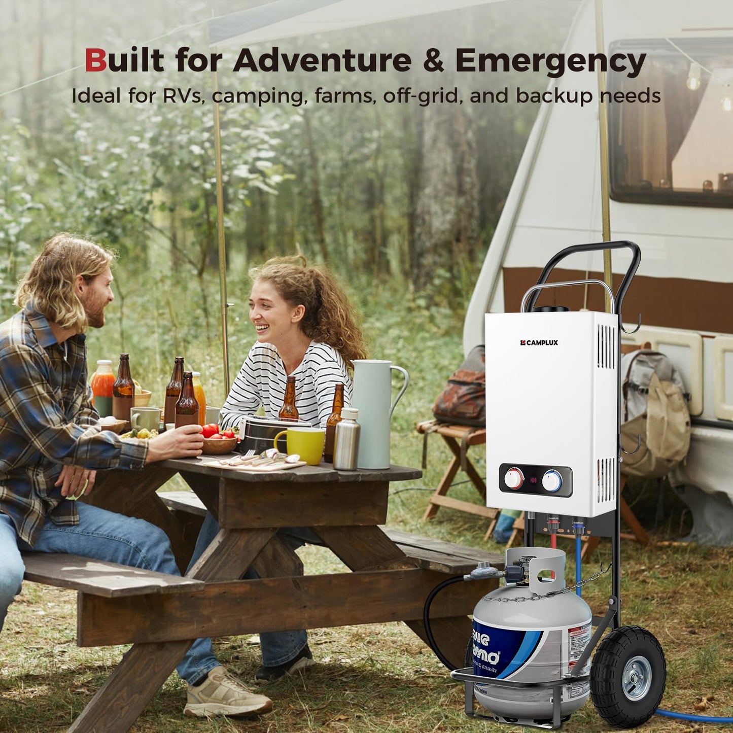 CAMPLUX Dolly Hand Cart for Portable Tankless Water Heaters, Mobile Hot Water Washing Station for Pet Grooming, Horse Stables