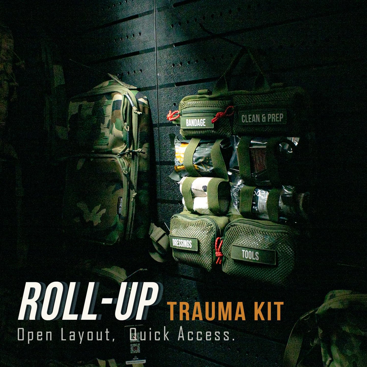 EVERLIT Roll Up Trauma First Aid Kit with CAT Tourniquet-Tactical IFAK Emergency Medical Kit for Outdoor, Vehicle & Home Preparedness-Quick Release Molle Bag for First Responders (OD Green)