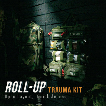 EVERLIT Roll Up Trauma First Aid Kit with CAT Tourniquet-Tactical IFAK Emergency Medical Kit for Outdoor, Vehicle & Home Preparedness-Quick Release Molle Bag for First Responders (Coyote Brown)
