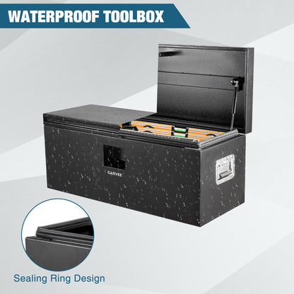 Garvee Black Steel Truck Bed Tool Box, Trailer Tongue Box, Truck Storage Organizer Tool Chest For Truck Bed, RV, Trailer (Black-36)