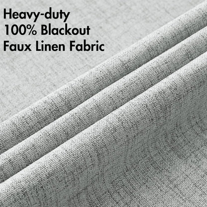 MIULEE Linen Curtains - 100% Blackout Thermal Insulated Drapes in Glacier Gray | 52 x 45 Inch (2 Panels)
