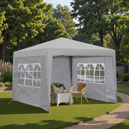 Trygoal 10x10FT Canopy Tent, Outdoor Gazebo Pop up Canopy with 4 Removable Sidewalls & 2 Windows, Patio Camping Shade Canopy with 4 PCS Weight Sand Bag & Carry Bag, Ideal for Parties Events, Grey