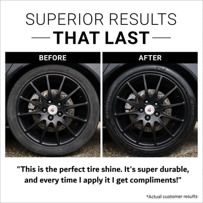 CAR GUYS Tire Shine Spray | The Perfect Shine | Durable and User Friendly Tire Dressing | Long Lasting UV Protection for Black Tires, Wheels, & Rubber | 18 Oz Kit with Applicator Pad