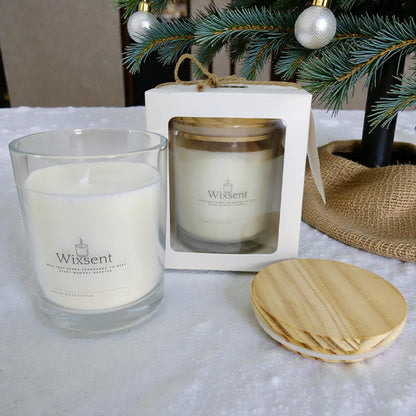 Wixsent Unscented Soy Wax Candle 7oz – Fragrance Free Clean Burn Candle in Clear Glass Jar with Bamboo Lid, Cotton Wick, Minimalist Gift Candle for Home with Gift Box