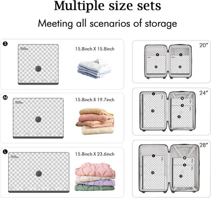 Travel Vacuum Storage Bags - 15 Pack Compression Seal Bags with USB Electric Pump | Space Saver for Clothes