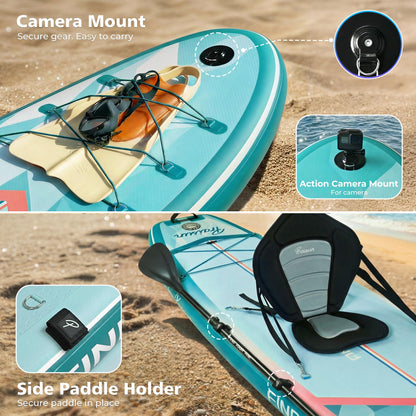 PRAISUN 12’ x 35” Inflatable Paddle Board, 450lbs Extra Wide Stand Up Paddleboard for Youth/Adults of All Skill Levels, Stable SUP with Seat & Full Kit, for Fishing, Yoga, Lake & Ocean, Mint Green