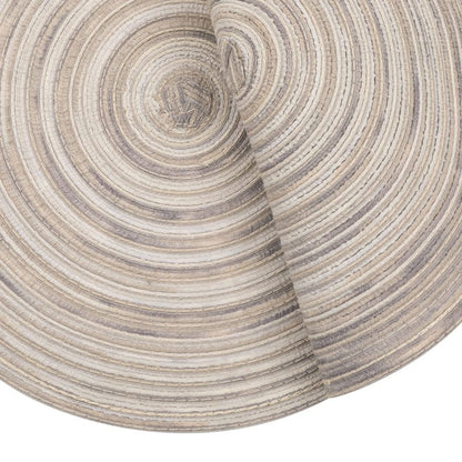 SHACOS Round Braided Placemats 15 inch Set of 4 Variegated Washable Kitchen Table Placemats for Home Wedding Party (Rainbow Gray, 4)