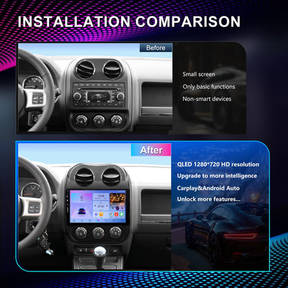 Car Radio Stereo for Jeep Compass Patriot 2010-2016,10" Android 13 Touchscreen Head Unit,Wireless CarPlay & Android Auto,GPS Navigation,HD Backup Camera,Mirror Link,WiFi 6,Bluetooth 5.4,FM,SWC