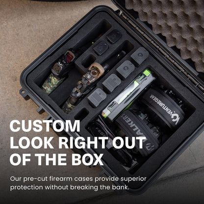 Condition 1 16" 2 Pistol Case, Model 179, Heavy Duty Waterproof Hard Gun Case with 8 Slot Mag with Pre-Cut Foam, 16" x 13" x 6.86"