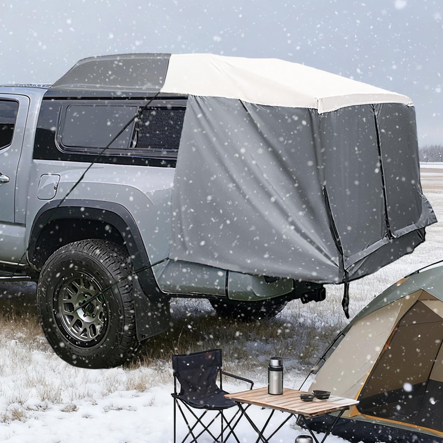 Full-Size Truck Bed Tent,Outdoor 600D Waterproof Truck Tent Compatible with Fits Ford F-150,Toyota Tundra,Chevy Silverado,Tacoma (2005+),Tailgates 58" (Designed for Full-Size Trucks with Caps)