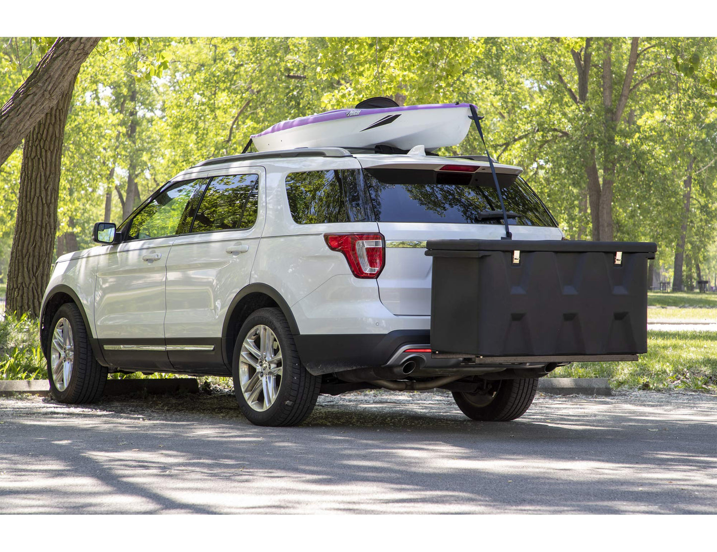 Buyers Products 1707020 Poly Hitch Mounted Cargo Carrier, 23x51x26, Includes Polyethylene Chest, Steel Frame, 5/8in. Hitch Pin, Waterproof Truck Bed Storage & Tool Box, Fits 2 in Receiver, Made in USA
