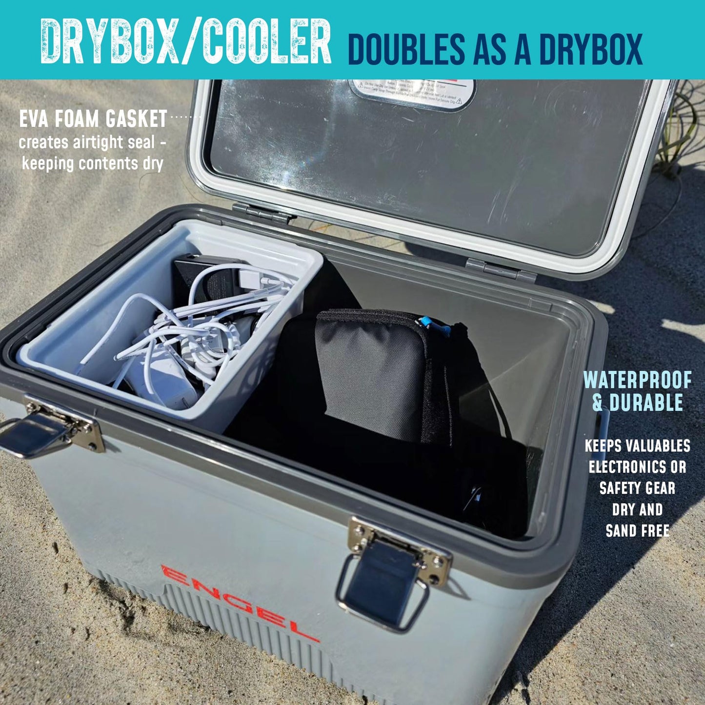 Engel UC19 19qt Leak-Proof, Air Tight, Drybox Cooler and 32°F Cooler Packs for Boating, Camping, Fishing, Hiking & Food Storage