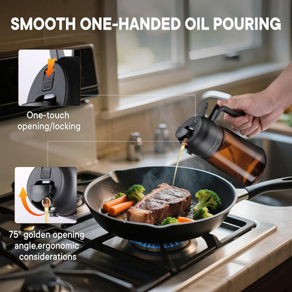 LAKUMIQI Olive Oil Sprayer - 2-in-1 Glass Dispenser & Cooking Mister, 16oz, Non-Aerosol, Leak-Resistant