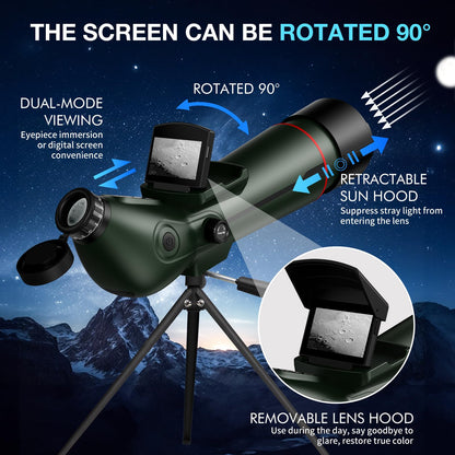 Smart Telescope with Desktop Tripod,Electronic Telescopes with 4K Astrophotography Camera,78mm Large Objective Lens, Portable Refractor Telescope Bird Watching, Wildlife Viewing
