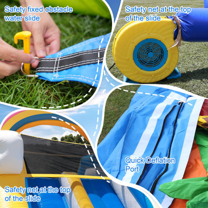 Commercial Water Slide for Adults (Double Slides&Big Splash Water Pool),100% PVC 24ft(L) Adult Inflatable Water Slide with Blower Great for Outdoor Summer Fun,Backyard Party-24x11x12ft
