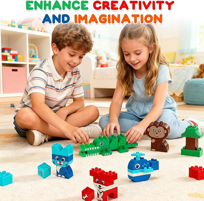 MIMAX Classic Big Bricks Building Blocks Set 180 PCS Toy Building Sets for All Major Brands Interactive Building Toy with Storage Box for Kids Boys and Girls