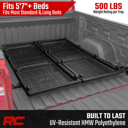 Rough Country Slide-Out Truck Bed Cargo Tray - Organizer for 5'7"+ Beds, Heavy-Duty Polyethylene, UV-Protected, Easy Tailgate Access