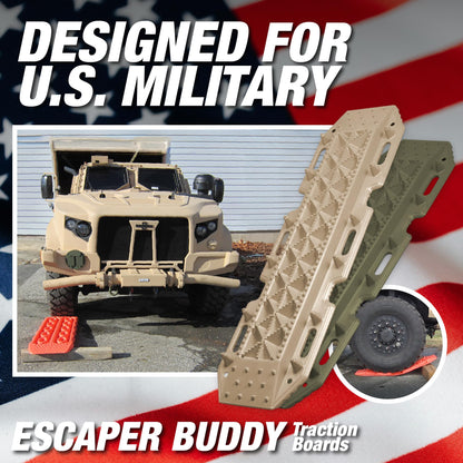 Maxsa 20333-CB Heavy-Duty Escaper Buddy Traction Mats for Off-Road Mud, Sand, & Snow Vehicle Extraction, Bendable, Unbreakable, Coyote Brown, 2 Pack