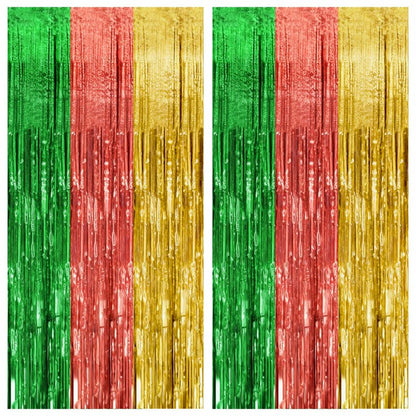 2 Pack Hawaii Backdrop Party Decorations Tinsel Curtain Summer Party Streamer Foil Fringe Birthday Decorations Photo Booth Vibrant Theme Christmas Beach Baby Shower Graduation Decor