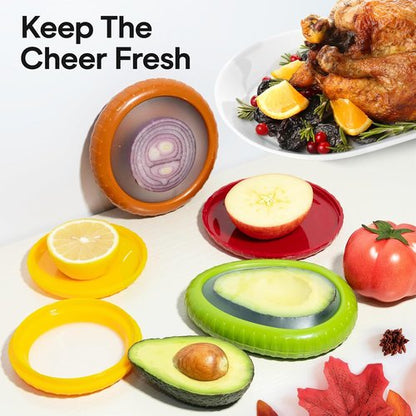 Food Popz Set of 4 Storage Containers - Anti-Oxidation Box for Avocado, Onion, Lemon & Tomato | BPA-Free Fresh Pod