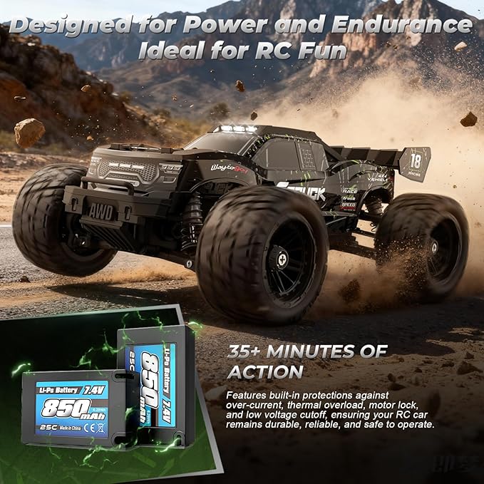 HAIBOXING 1:18 RC Car 18872 New Model RC Truck 4X4 Off-Road 2.4GHz Remote Control Truck 36km/h Speed Splash Waterproof Electronics Dual Li-Po Batteries Pre-installed and Spare in Box 35 Mins Runtime