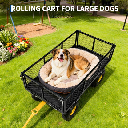 Garvee 900 LB Garden Cart with 10 in All Terrain Tires, 2-in-1 Wagon Cart with Removable Side Panels, Heavy Duty Metal Utility Garden Wagon for Outdoor Lawn, Yard, Backyard