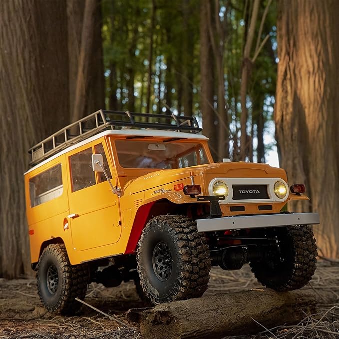 EAZYRC X FMS 1/10 Toyota Land Cruiser FJ40 RS with Licensed RC Truck Blue All Terrain Waterproof 4WD 35T 550 Motor RC Crawler for Adult2.4Ghz Remote Control RS Version(Yellow)