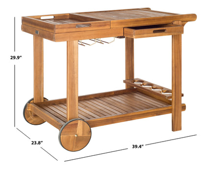 Safavieh -Outdoor Collection Orland Natural Wood Tea Trolley Cart