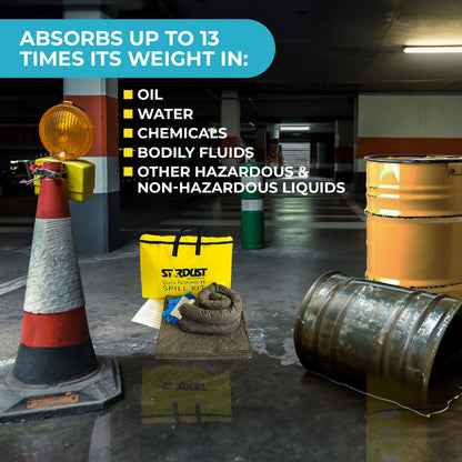 Stardust Spill Products Universal Spill Kit – OSHA Compliant Solution for Vehicles, Industrial, & Restaurant Use, Emergency Response Chemical, Water, & Bodily Fluid Cleanup, 2-Pack