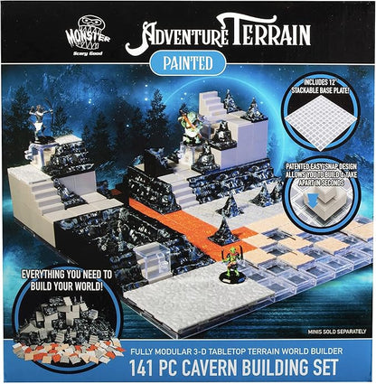 Monster Adventure Terrain 3D Interchangeable Builder System- 141pc Painted Cavern Expansion Set w Base- Build Modular Worlds in a Snap &amp Elevate Your Campaign- Compatible with DND Dungeons &amp D