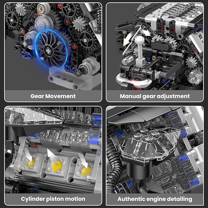 Mould King W12 Engine Toys Building Block Model Engine Kit for Adults V8 Engine Scale Model 10230 STEM DIY Building Kits That Works Blocks for Adults and Aged 14+ (871 Pieces)