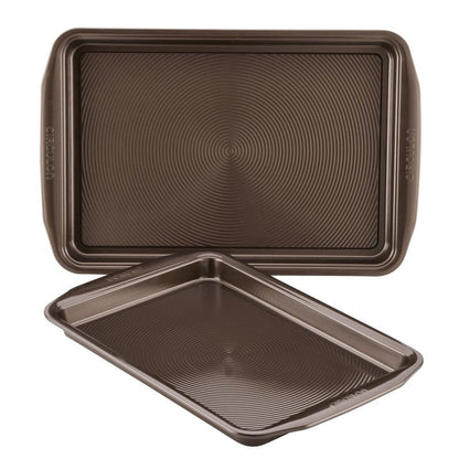 Circulon Bakeware Nonstick Cookie Pan Set, Cookie Sheets for Baking, 2-Pieces, Chocolate Brown
