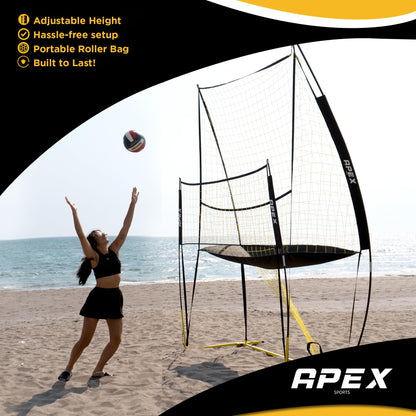 Apex Sports Volleyball Training Net Equipment System - Sturdy, Adjustable, and Portable | Improve Accuracy, Technique, and Skills | Ideal for Indoor/Outdoor Use | Easy Assembly & Storage |