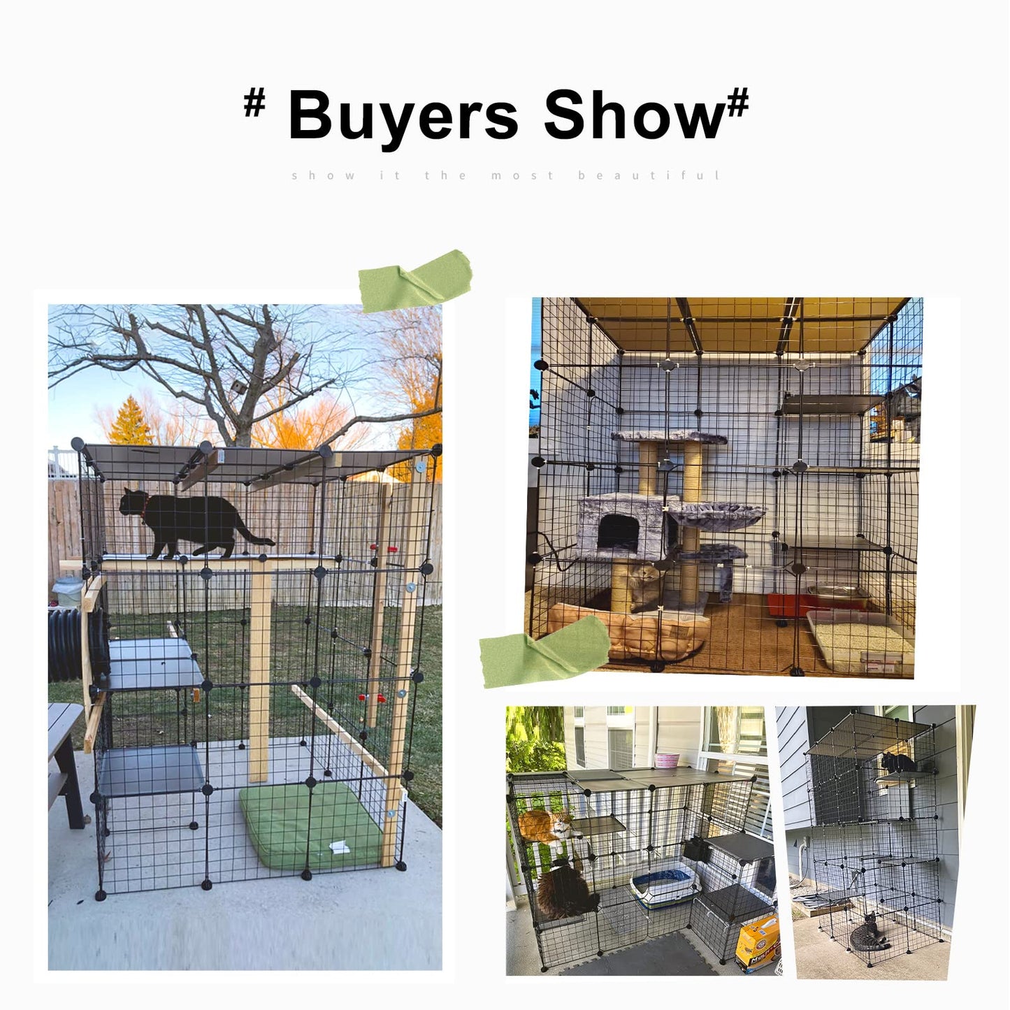 Oneluck 41 Inch Catio Outdoor Cat Enclosure with Super Large Enter Door, Balcony Cat Playpen with Platforms,DIY Outside Cat Patio Large Exercise Place Ideal for 1-3 Cats