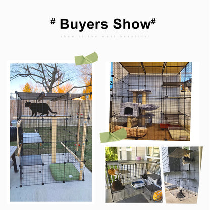 Oneluck 41 Inch Catio Outdoor Cat Enclosure with Super Large Enter Door, Balcony Cat Playpen with Platforms,DIY Outside Cat Patio Large Exercise Place Ideal for 1-3 Cats