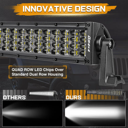 Niking Auto 30 Inch LED Light Bar 480W Quad Row LED Driving Fog Lights Off Road Work Light Spot Flood Combo Beam Bumper Light for Trucks SUV ATV UTV RZR Toyota Boat Tractor