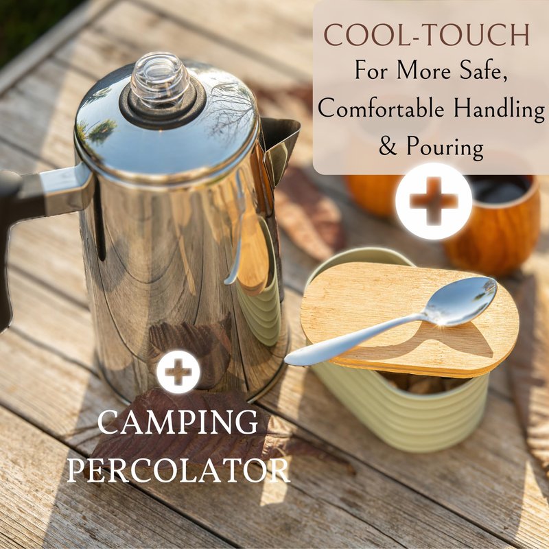 Mixpresso Stainless Steel Coffee Percolator Stovetop, 52 oz Classic Percolator Coffee Pot, Great For Camping Pot, 12 Cup Stove Top Espresso Maker, Cool-Touch Handle