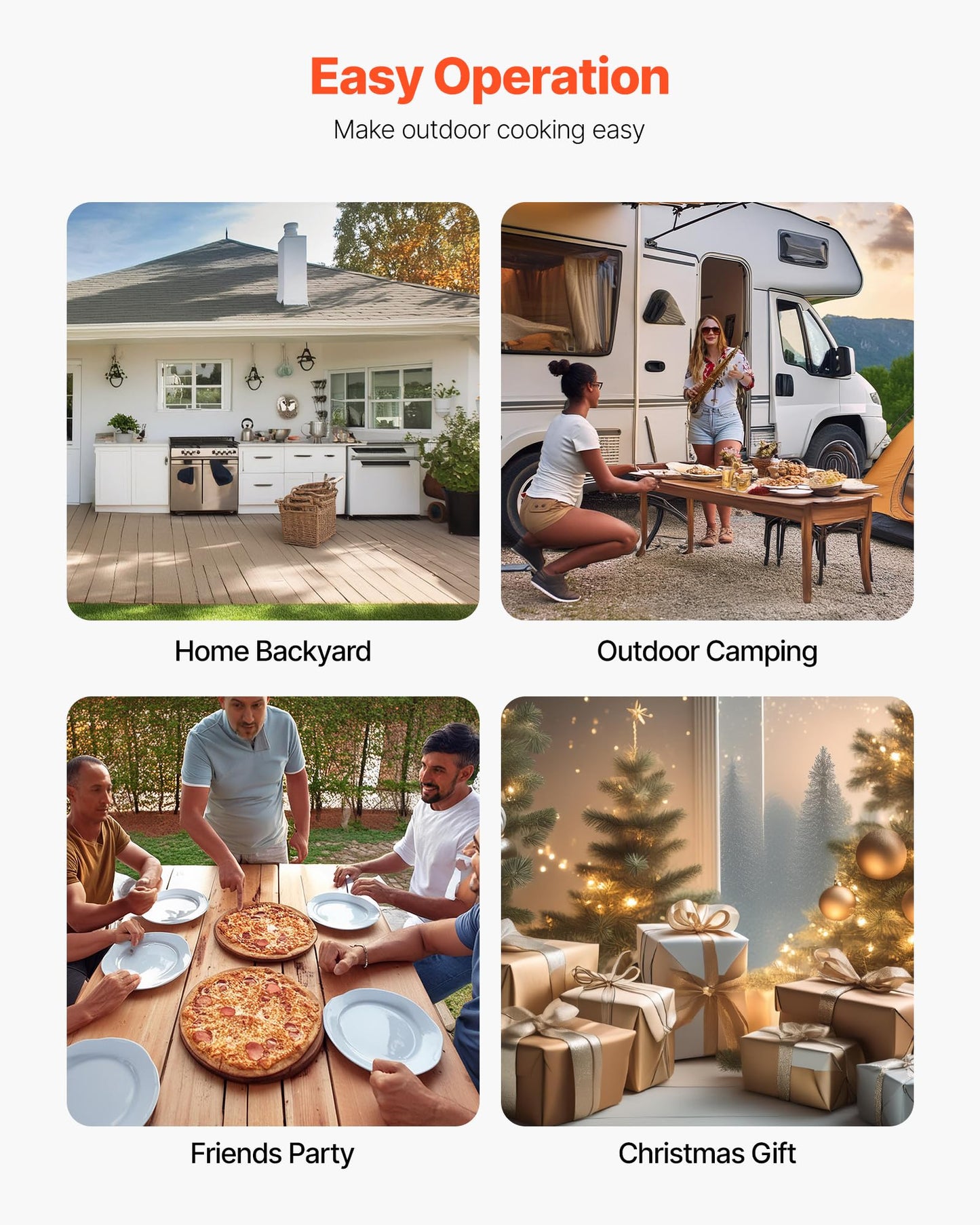 VEVOR Outdoor Pizza Oven, 12 Inch Wood Fired Pizza Ovens, Pellet Pizza-Stove with Thermometer, Portable Pizza-Maker for Outside Backyard Patio Camping, Pizza-Stone, Carry Bag, Shovel, Black