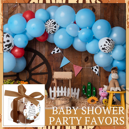 MTLEE 24 Sets Cowboy Baby Shower Favors Small Bubble Candle Baby Shower Favors for Guests Tea Candles Bulk with Stylish Ribbons Cards Gifts Party Decorations