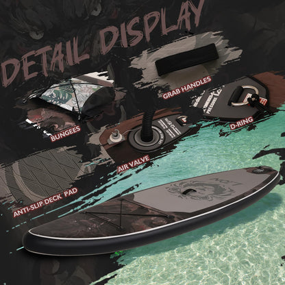 DAKUWAR Paddle Board 10'6''/10' Inflatable Stand Up Paddle Boards with SUP Accessories Ultra-Light Paddleboard Non-Slip Comfort Deck for Adults & Youth of All Skill Levels (Black and Gray)