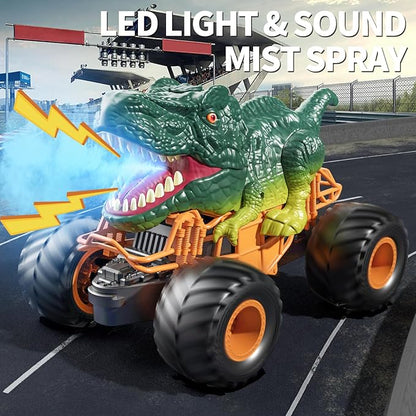 Bennol Remote Control Dinosaur Car Toys for Kids Boys 3-5 4-7 2.4GHz RC Dino Car Toys with Light Sound &amp Spray Indoor Outdoor All Terrain Electric RC Truck Gifts for 3 4 5 8 10 12 Boys Kids