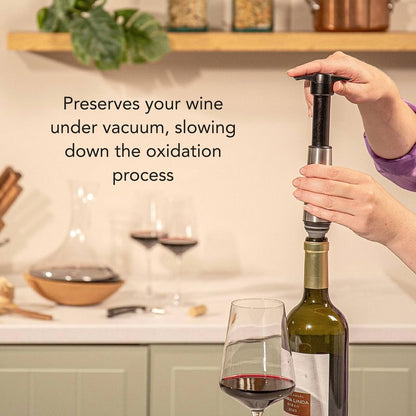 Vacu Vin Wine Saver Stainless Steel Gift Box – Includes 1 Vacuum Pump & 2 Stoppers – Preserve Wine Freshness – Elegant Wine Accessory Set