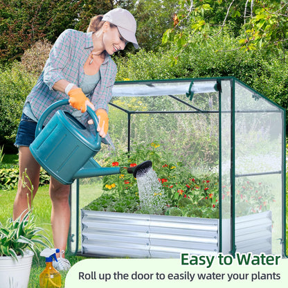 Ohuhu Mini Greenhouse + Raised Garden Bed with Greenhouse