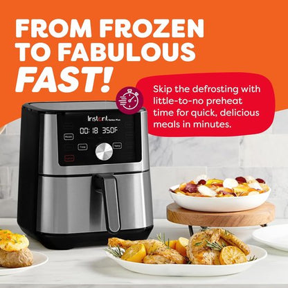 Instant Pot 4QT Vortex Plus Mini Air Fryer - 6-in-1 Versatility with Custom Programs & 100+ Recipes, Stainless Steel