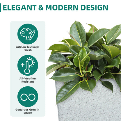 Autodaya 28" Tall Planters for Outdoor Plants, Extra-Large White Flower Pots for Blaconl, Porch, Living Room Corner, Garden, Patio, Deck Decor