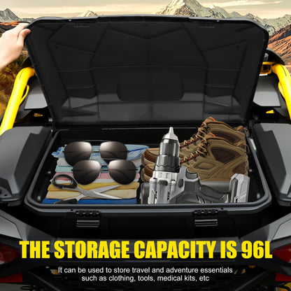 XATVXUTV 96L UTV Cargo Storage Box for Can-Am Maverick R, Large Poly Waterproof Rear Bed Storage Bin Tool Box for for Can Am Maverick R MAX X RS 2024+ Accessories, Replace #715007182