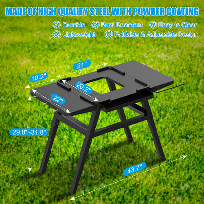 Grill Stand for Ninja Woodfire Outdoor Grills, Portable Adjustable Grill Cart Table for Ninja XSKUNSTAND OG700 OG800 OG900 OO101 Series & for Artisan MO201 Pizza Oven Stand Accessories with Shelves