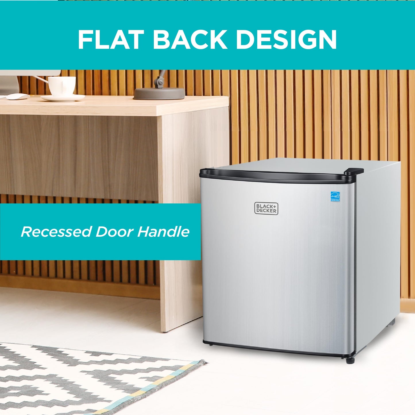 BLACK+DECKER 1.7 Cu. Ft. Compact Refrigerator, ENERGY STAR Certified, Single Door Mini Fridge with Chiller Compartment, Personal Fridge for Home or Dorm Room, R600a Refrigerant, BCRK17V,Stainless Look