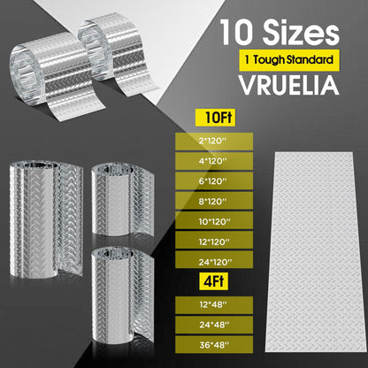 Diamond Plate Aluminum Sheet 0.045" 3003-H22 with Gloves/Rivets for RV Floor Repair, Truck Bed Liner, Garage, Boat Dock, Commercial Kitchen Use by DIY Owners & Professional Contractors 24x120in.