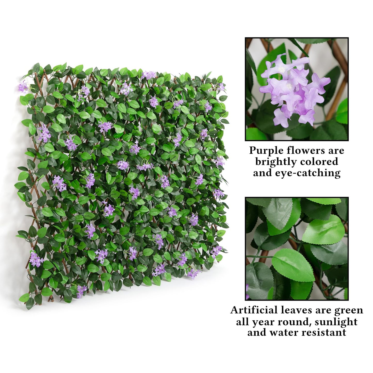DOEWORKS Expandable Fence Privacy Screen for Balcony Patio Outdoor, 4PCS Faux Ivy Fencing Panel for Backdrop Garden Backyard Home Decorations